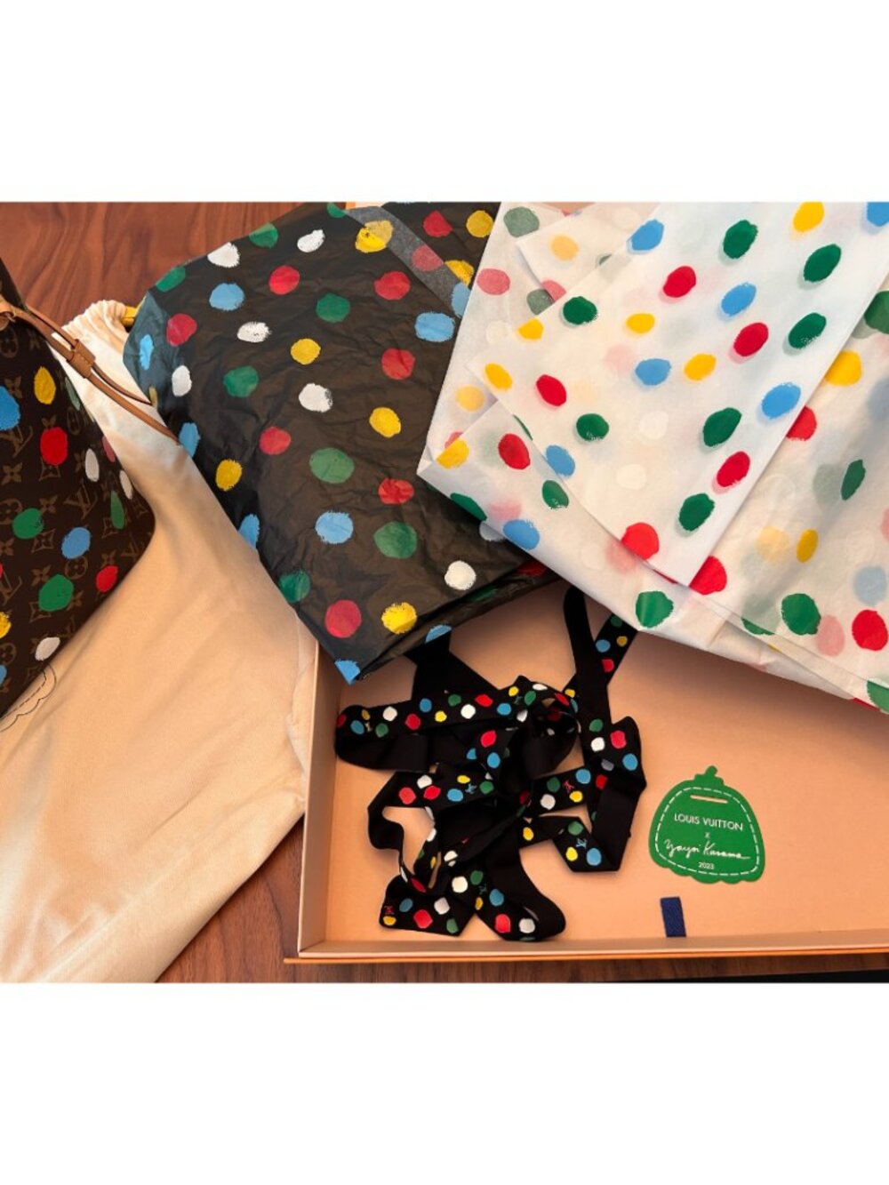 New! Louis Vuitton Monogram Multicolor Paint Dot Neverfull Tote with Pouch - Picture 11 of 11
